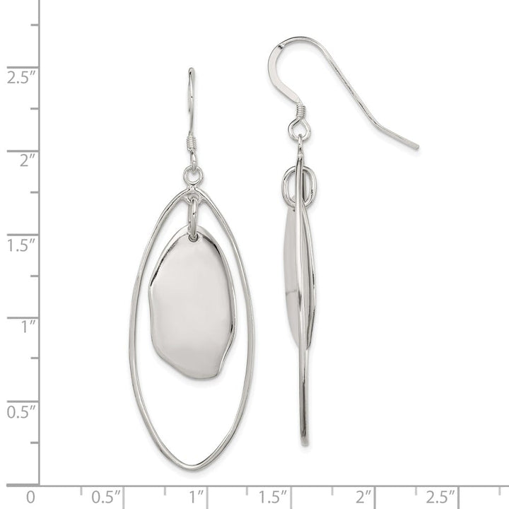 Sterling Silver Polished Fancy Oval Dangle Earrings, view 4 of 4