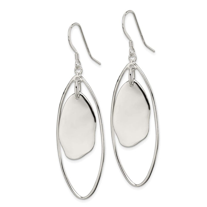 Sterling Silver Polished Fancy Oval Dangle Earrings, view 2 of 4