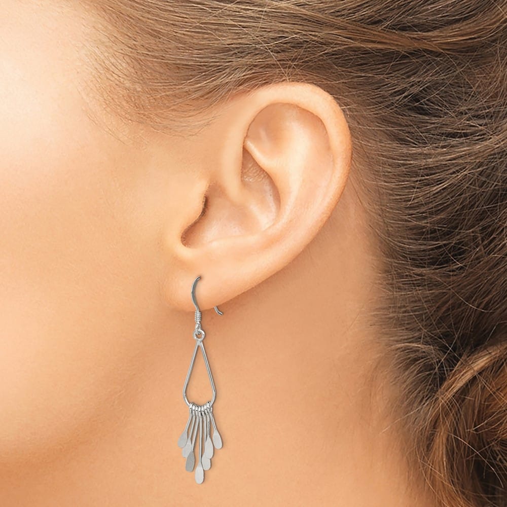 Sterling Silver Polished Fancy Teardrop Dangle Earrings, view 3 of 4