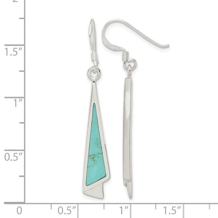 Sterling Silver Polished Fancy Triangle Turquoise Dangle Earrings, view 4 of 4