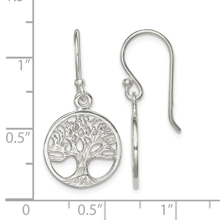 Sterling Silver Polished Filigree Tree Dangle Earrings, view 4 of 4
