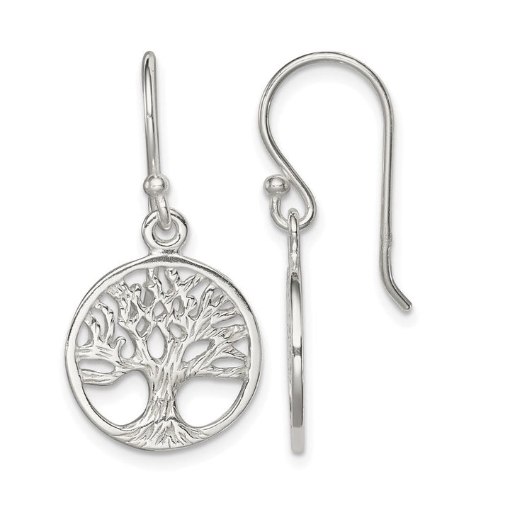 Sterling Silver Polished Filigree Tree Dangle Earrings, view 1 of 4