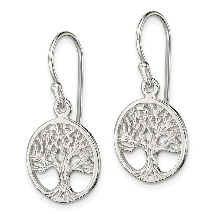 Sterling Silver Polished Filigree Tree Dangle Earrings, view 2 of 4