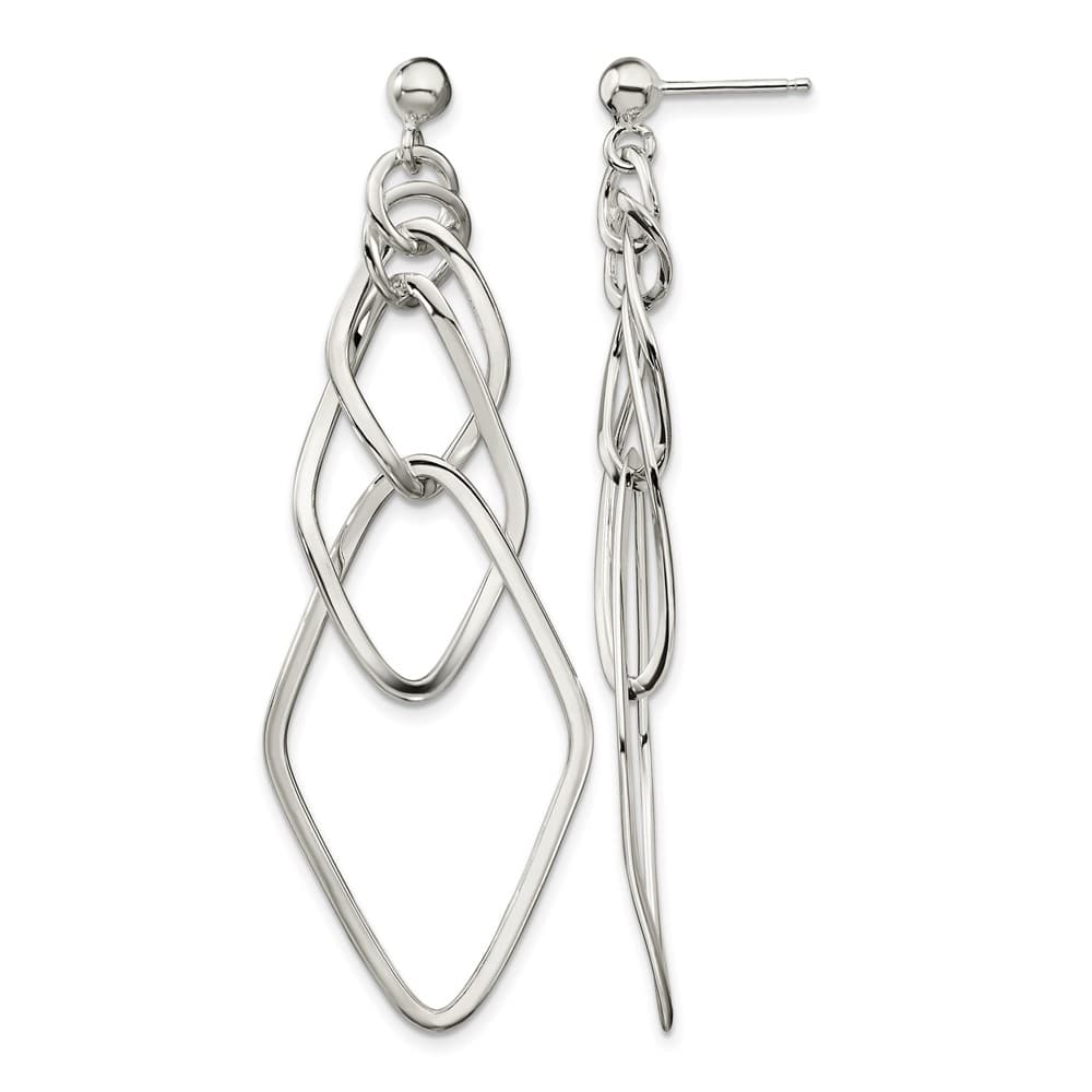 Sterling Silver Polished Geometric Post Dangle Earrings, view 1 of 4