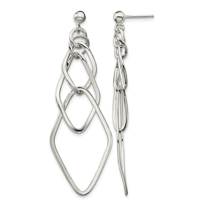 Sterling Silver Polished Geometric Post Dangle Earrings, view 1 of 4