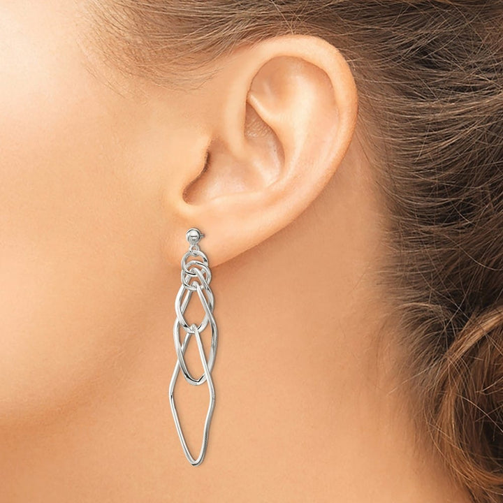 Sterling Silver Polished Geometric Post Dangle Earrings, view 4 of 4