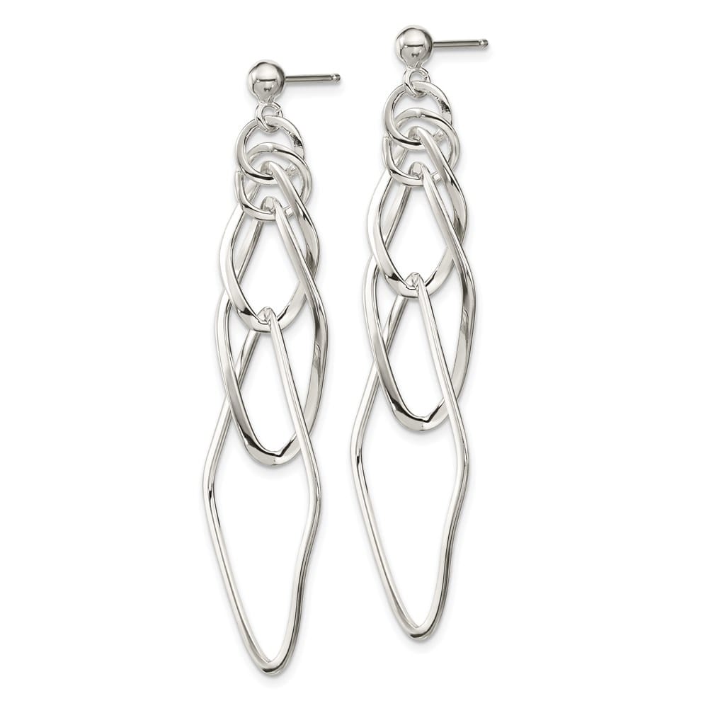 Sterling Silver Polished Geometric Post Dangle Earrings, view 3 of 4