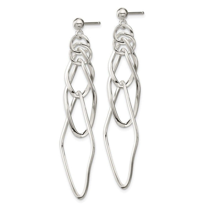 Sterling Silver Polished Geometric Post Dangle Earrings, view 3 of 4