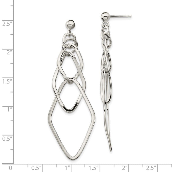 Sterling Silver Polished Geometric Post Dangle Earrings, view 2 of 4