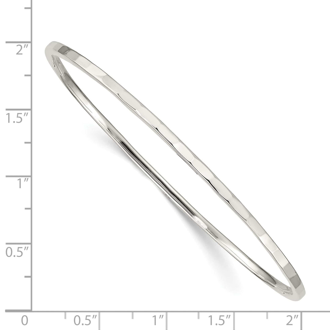 Sterling Silver Polished Hammered 2mm Slip-on Bangle