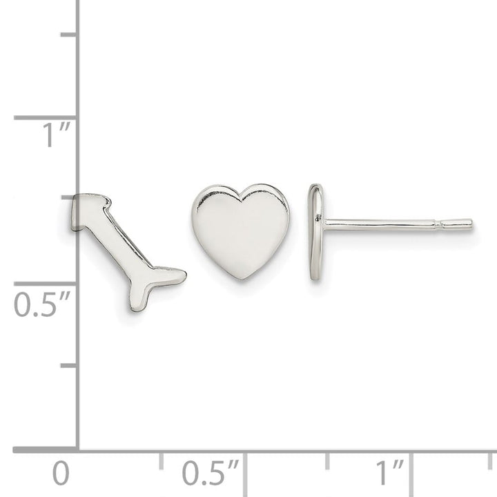 Sterling Silver Polished Heart and Arrow Post Earrings
