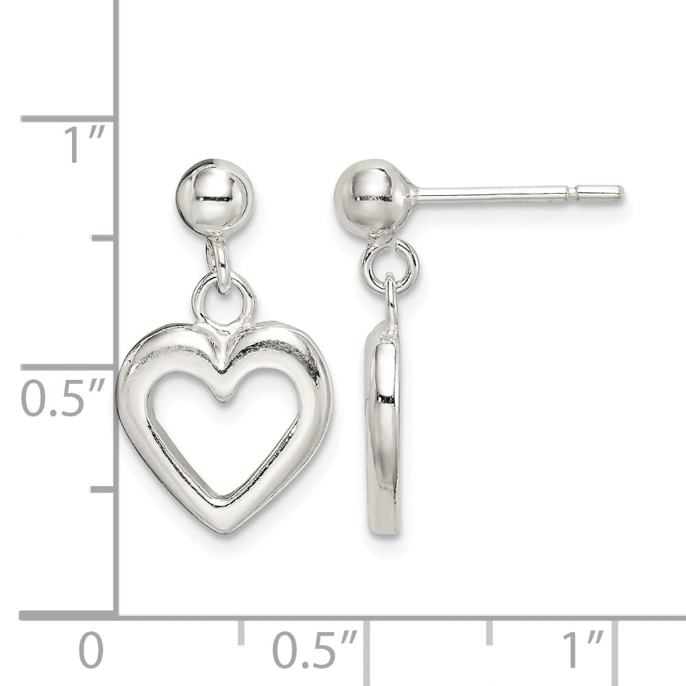 Sterling Silver Polished Heart Dangle Post Earrings