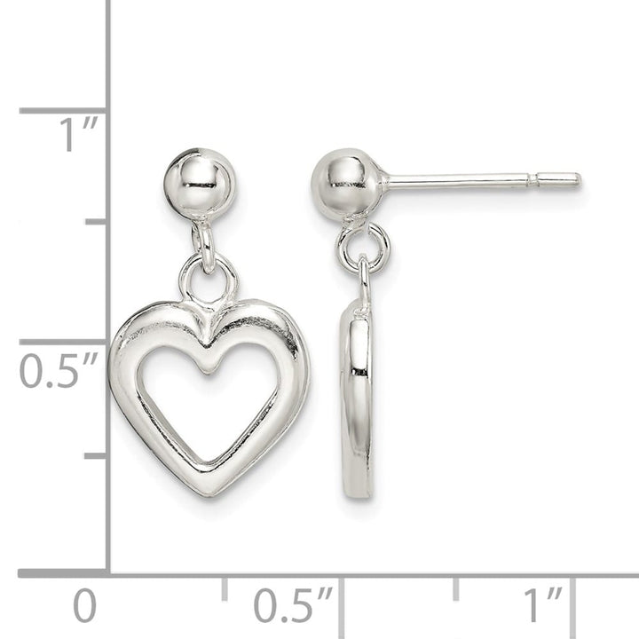 Sterling Silver Polished Heart Dangle Post Earrings