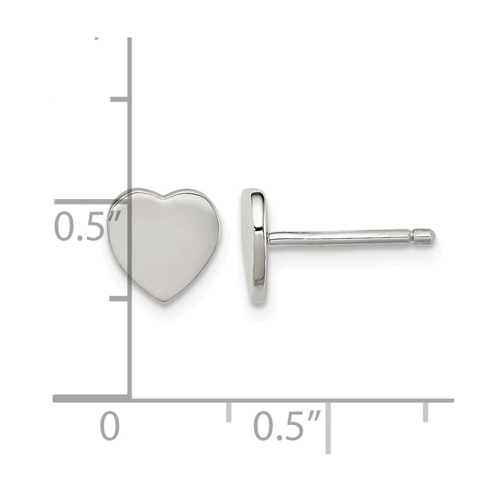 Sterling Silver Polished Heart Post 7 x 8 mm Earrings, view 4 of 4
