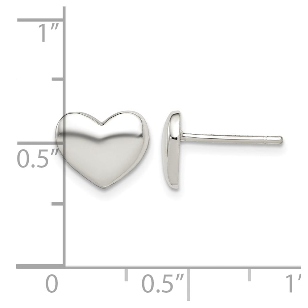 Sterling Silver Polished Heart Post Earrings