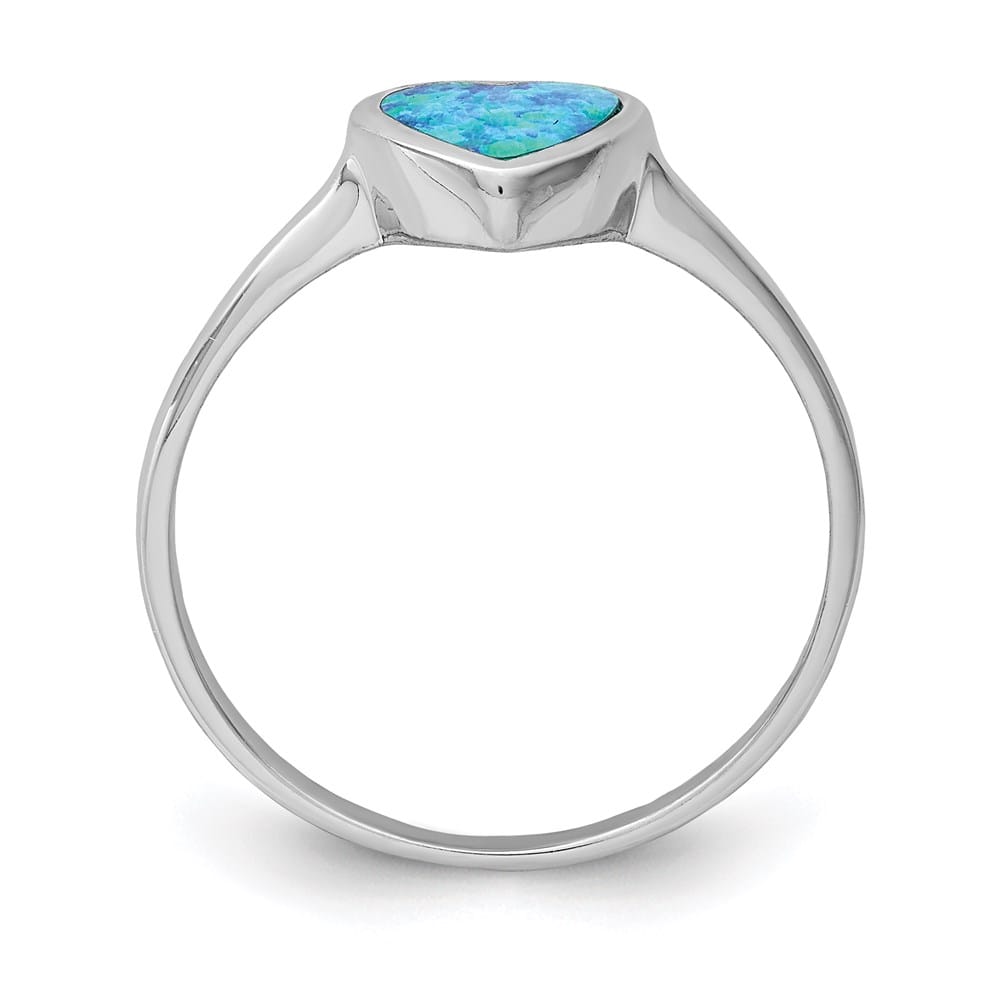 Sterling Silver Polished Heart Synthetic Opal Ring