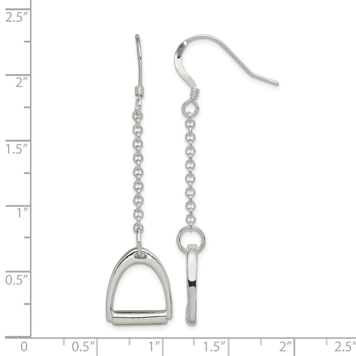 Sterling Silver Polished Horse Stirrup Dangle Earrings, view 4 of 4