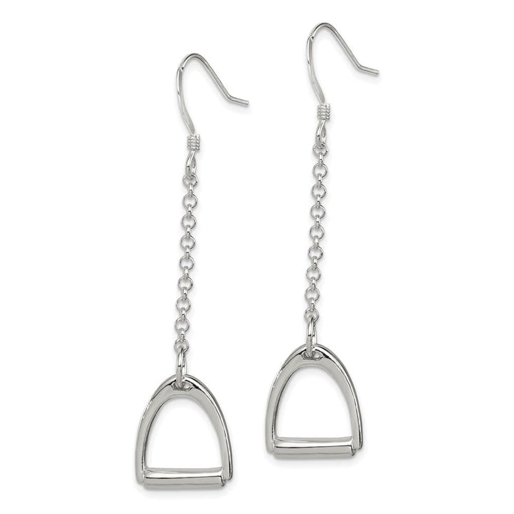 Sterling Silver Polished Horse Stirrup Dangle Earrings, view 2 of 4