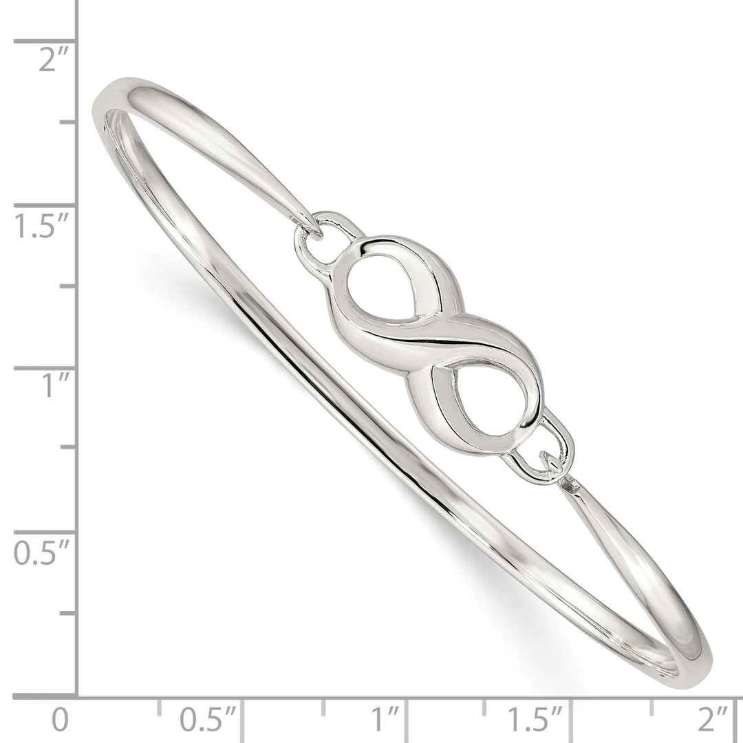 Sterling Silver Polished Infinity Hook Closure Bangle