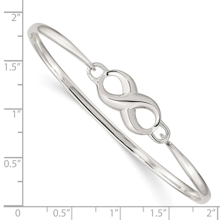 Sterling Silver Polished Infinity Hook Closure Bangle