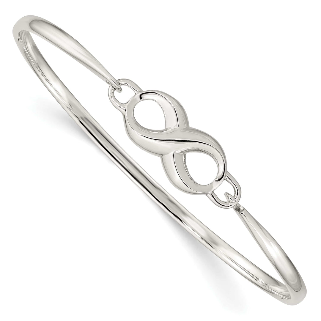 Sterling Silver Polished Infinity Hook Closure Bangle