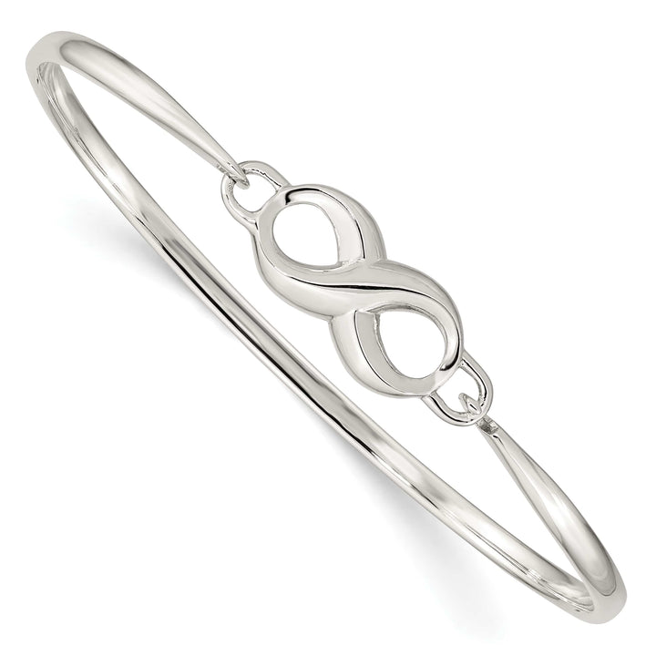 Sterling Silver Polished Infinity Hook Closure Bangle