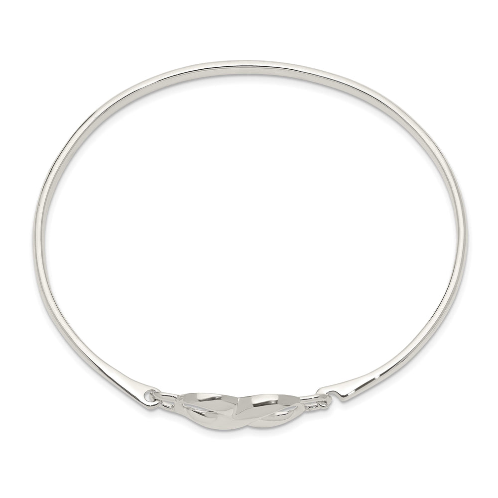 Sterling Silver Polished Infinity Hook Closure Bangle