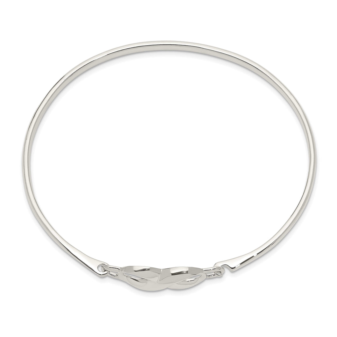 Sterling Silver Polished Infinity Hook Closure Bangle