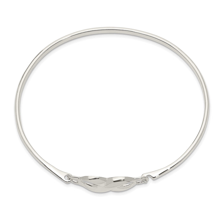 Sterling Silver Polished Infinity Hook Closure Bangle