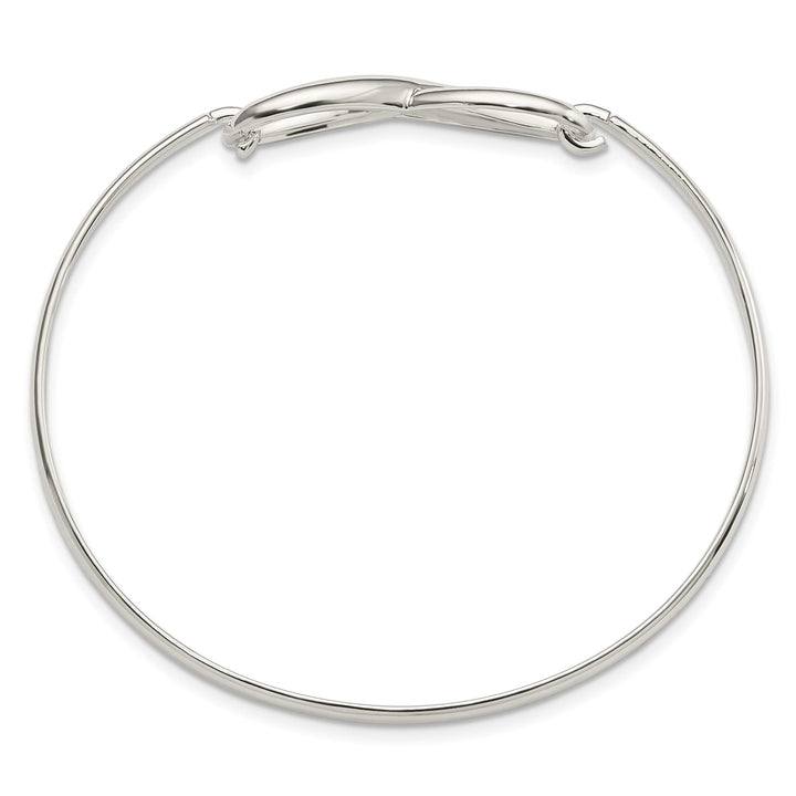 Sterling Silver Polished Infinity Hook Closure Bangle Bracelet