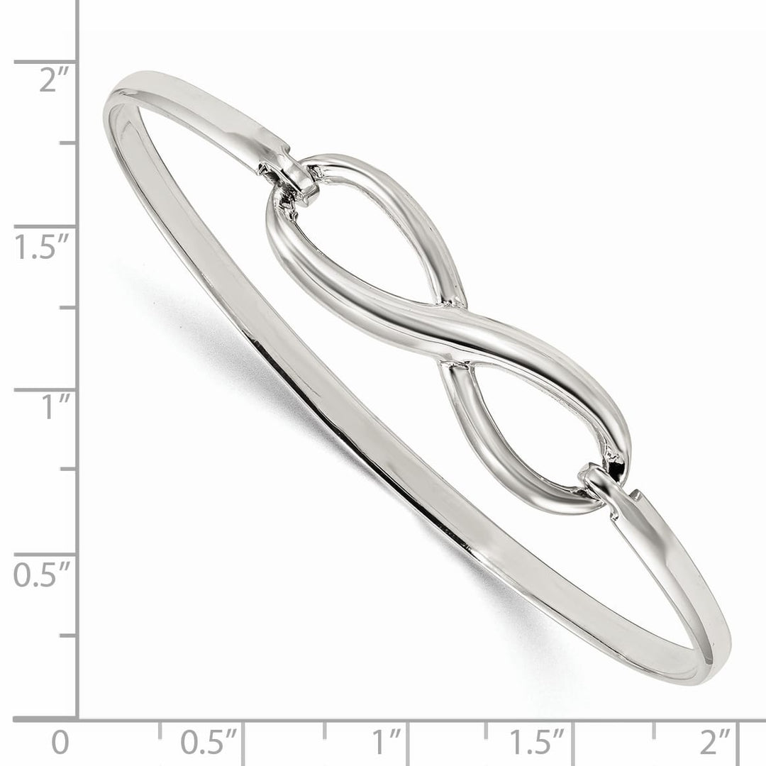 Sterling Silver Polished Infinity Hook Closure Bangle Bracelet