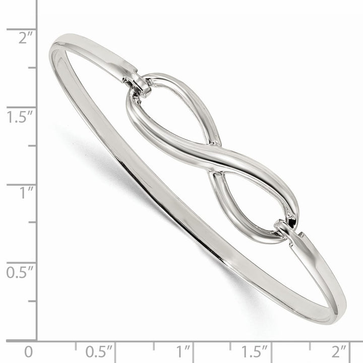 Sterling Silver Polished Infinity Hook Closure Bangle Bracelet