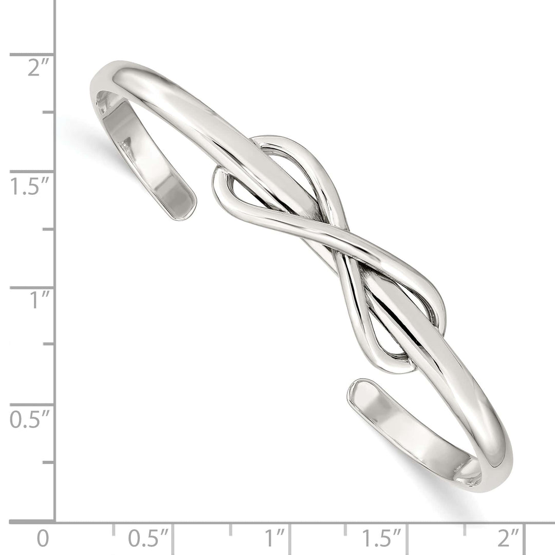 Sterling Silver Polished Infinity Knot Cuff Bangle