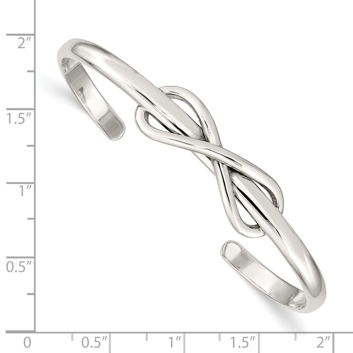Sterling Silver Polished Infinity Knot Cuff Bangle