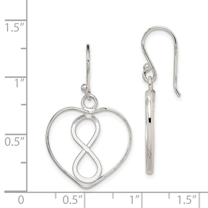 Sterling Silver Polished Infinity Open Heart Dangle Earrings, view 4 of 4