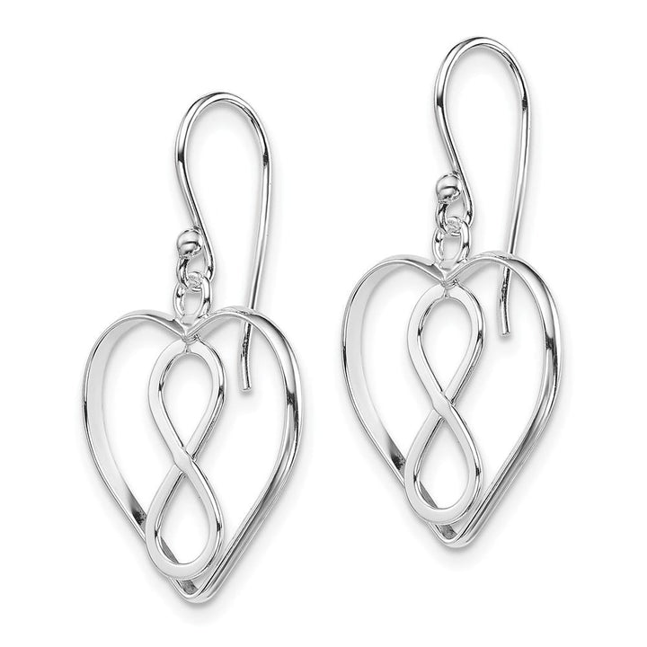 Sterling Silver Polished Infinity Open Heart Dangle Earrings, view 2 of 4