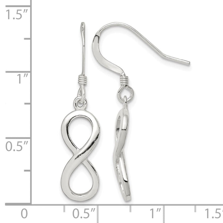 Sterling Silver Polished Infinity Symbol Dangle Earrings, view 4 of 4