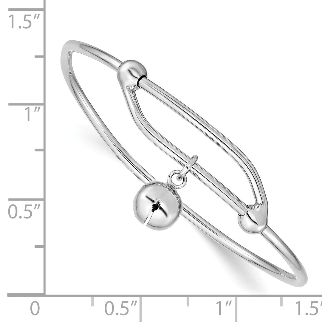 Sterling Silver Polished Jingle Bell Adjustable Baby Bangle