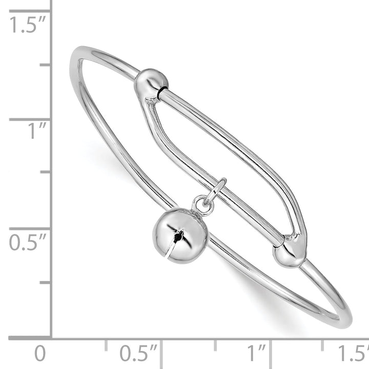 Sterling Silver Polished Jingle Bell Adjustable Baby Bangle