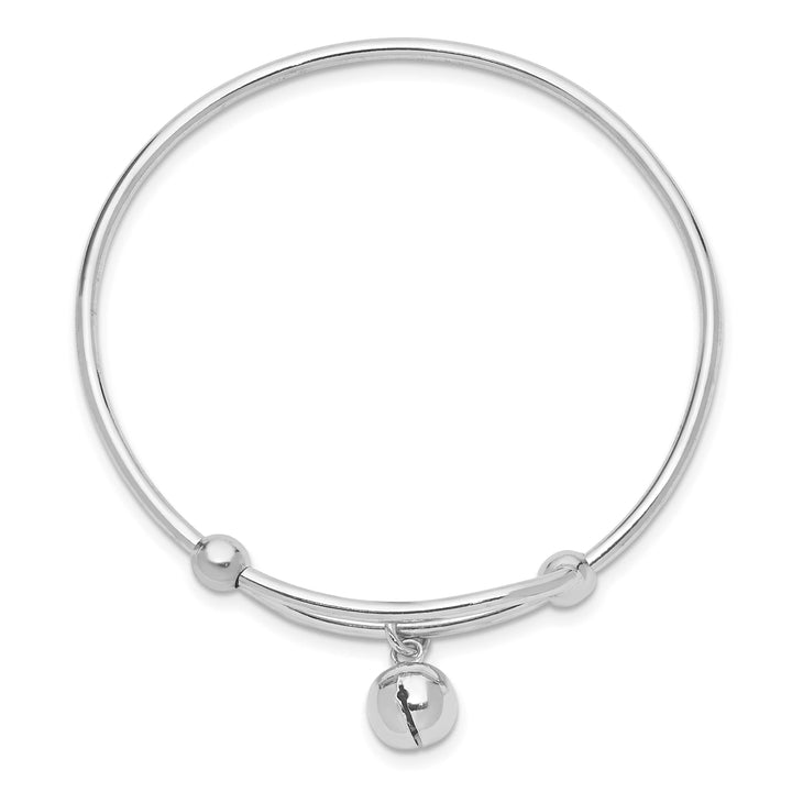 Sterling Silver Polished Jingle Bell Adjustable Baby Bangle