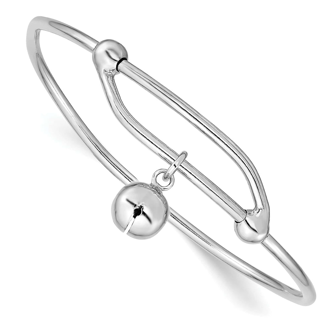 Sterling Silver Polished Jingle Bell Adjustable Baby Bangle