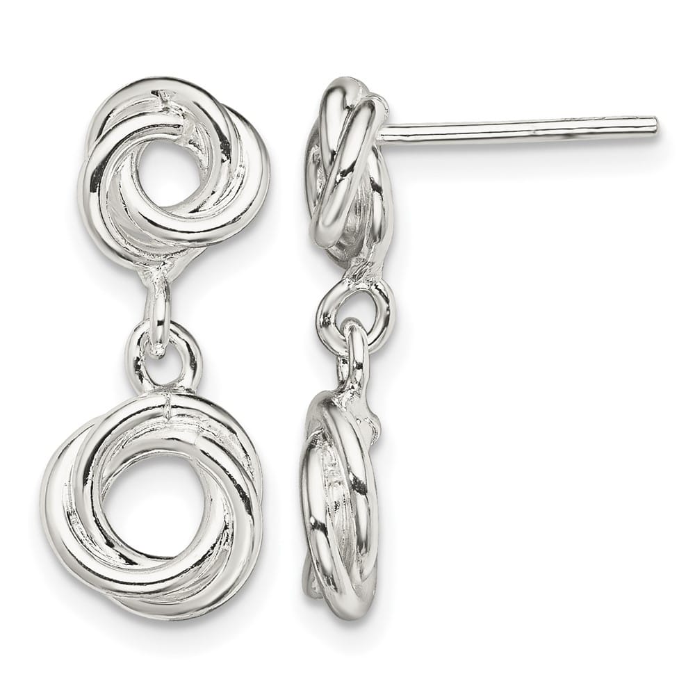 Sterling Silver Polished Knot Dangle Earrings