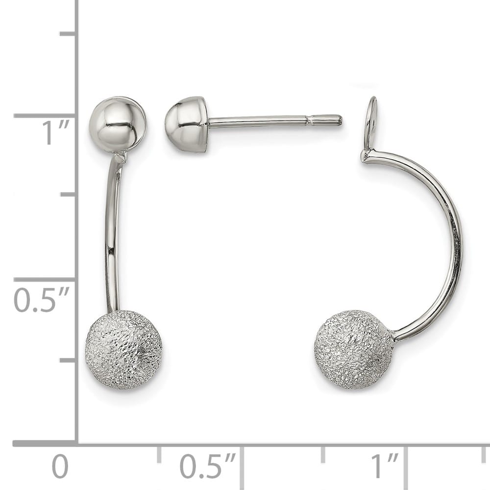 Sterling Silver Polished Laser-cut Bead Jackets with Button Earrings, view 4 of 4