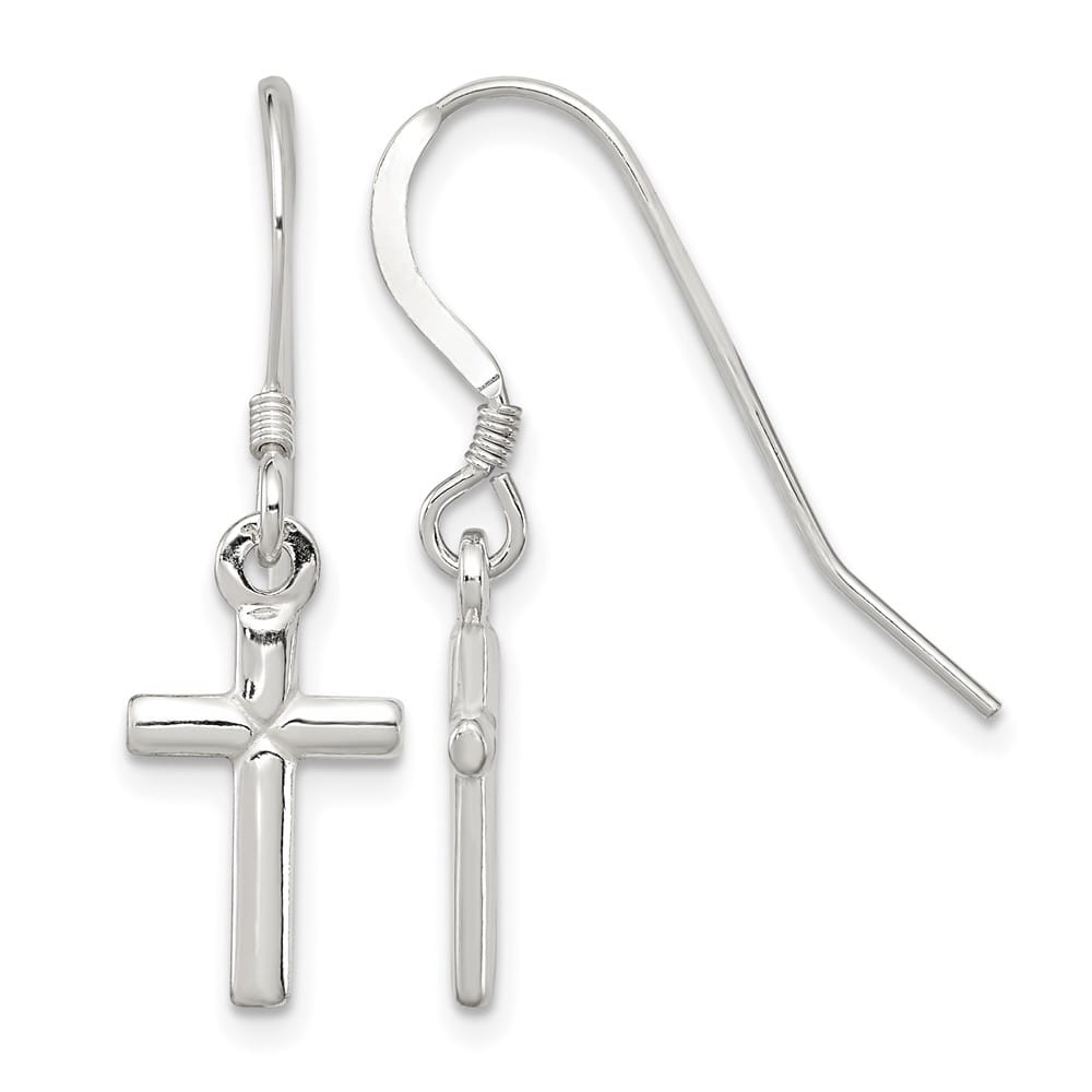 Sterling Silver Polished Latin Cross Dangle Earrings, view 1 of 4