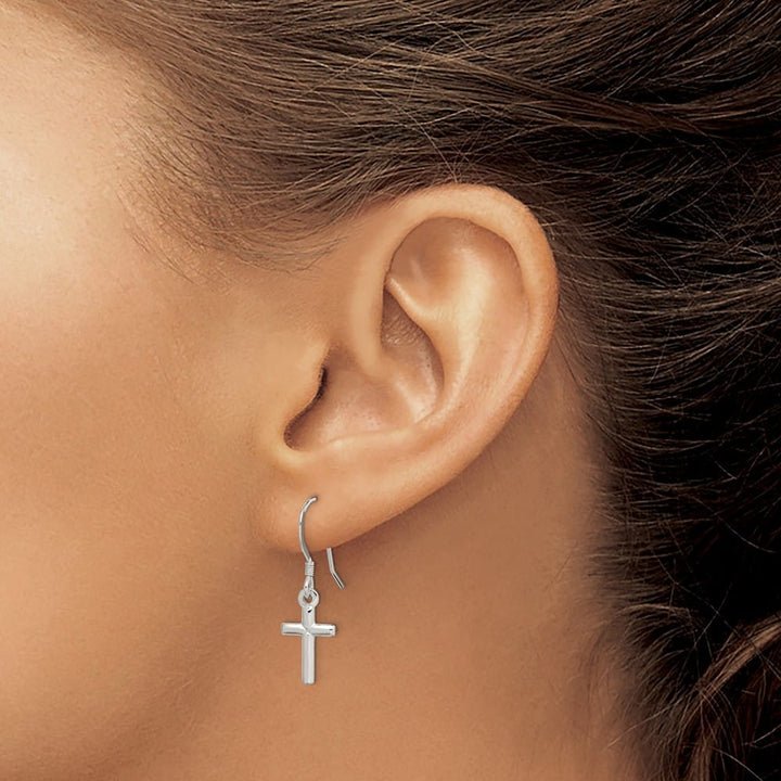 Sterling Silver Polished Latin Cross Dangle Earrings, view 3 of 4