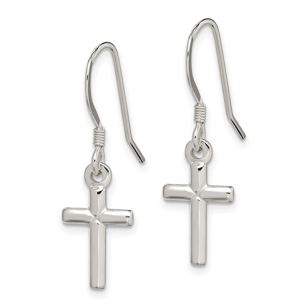 Sterling Silver Polished Latin Cross Dangle Earrings, view 2 of 4