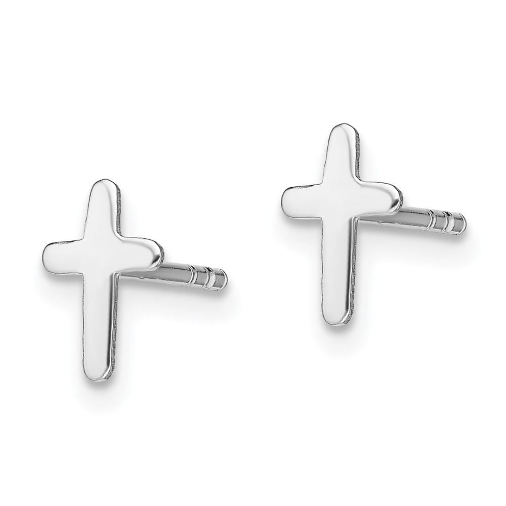 Sterling Silver Polished Latin Cross Post Earrings, view 2 of 4
