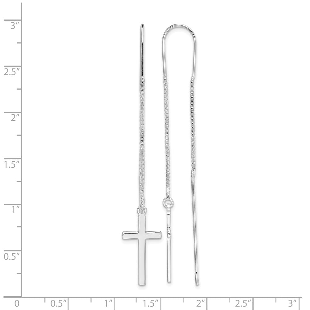 Sterling Silver Polished Latin Cross Threader Earrings, view 4 of 4