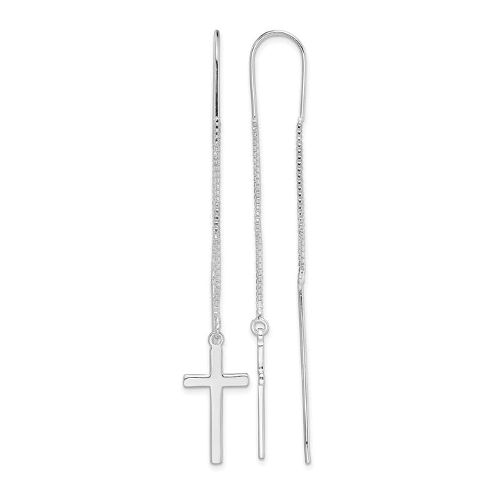 Sterling Silver Polished Latin Cross Threader Earrings, view 1 of 4