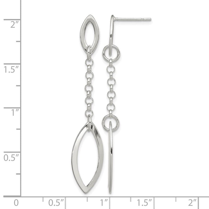 Sterling Silver Polished Marquise Shapes & Chain Post Dangle Earrings, view 4 of 4